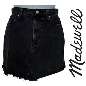 Madewell Denim Frisco Mini Skirt Lunar Wash Cut-Off Raw Hem High Rise Sz: 31